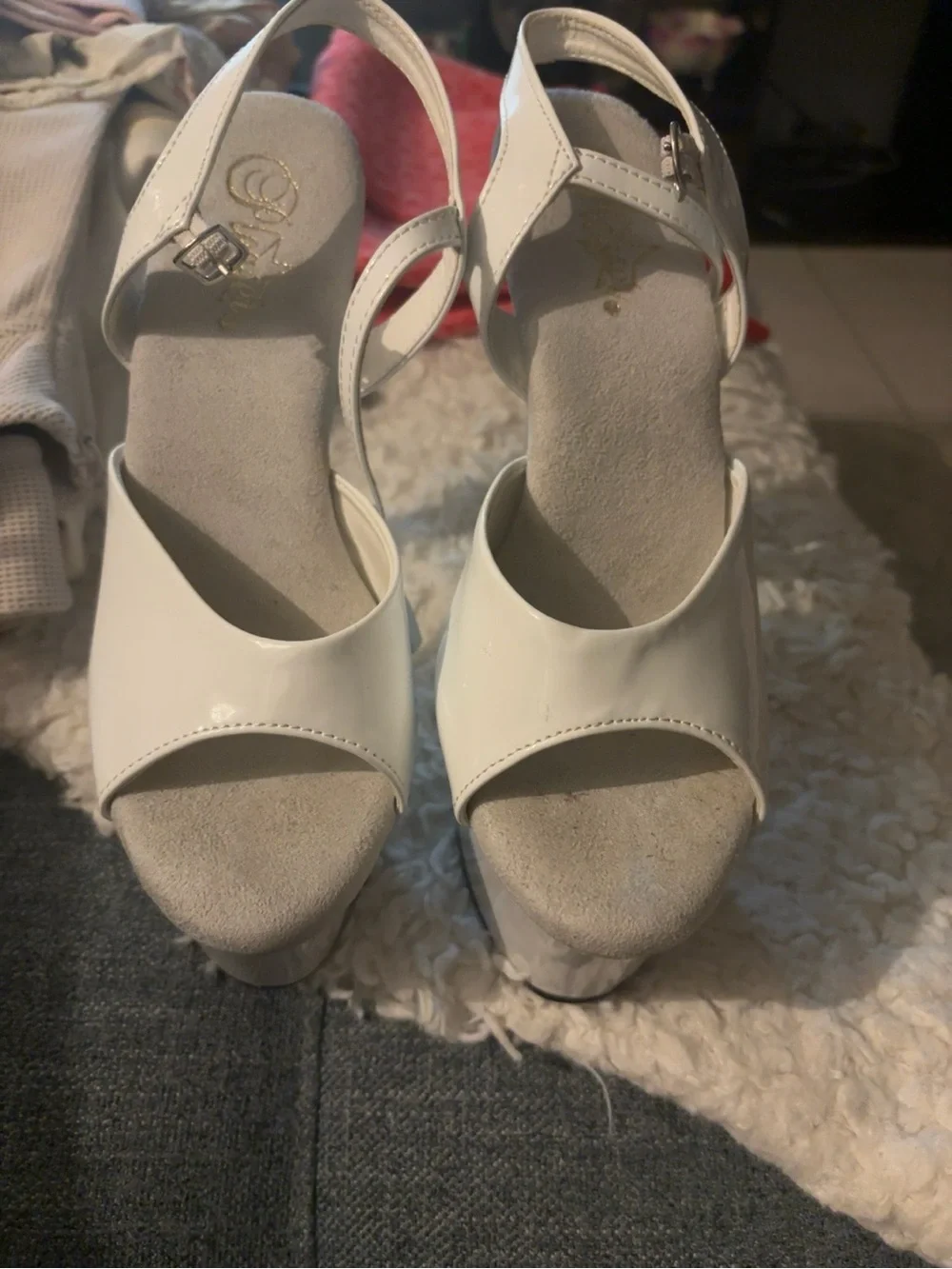 Pleaser SKY 309 White Platform Stiletto Heels - size 8.5